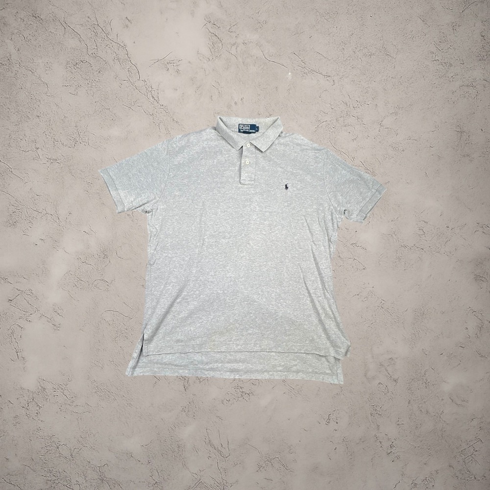 Polo Ralph‎ Lauren Mens Large Gray Short Sleeve Polo Shirt Y2K Relaxed Fit 0806